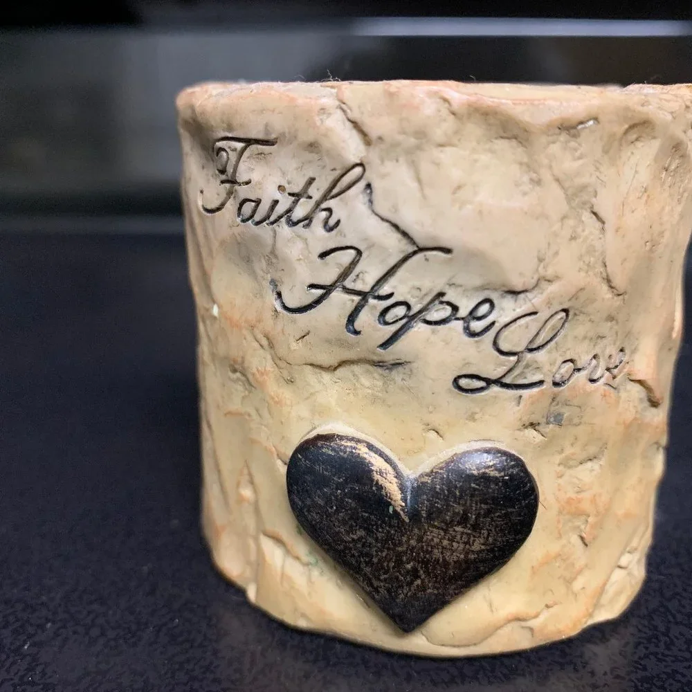 Faith Hope and Love candle holder